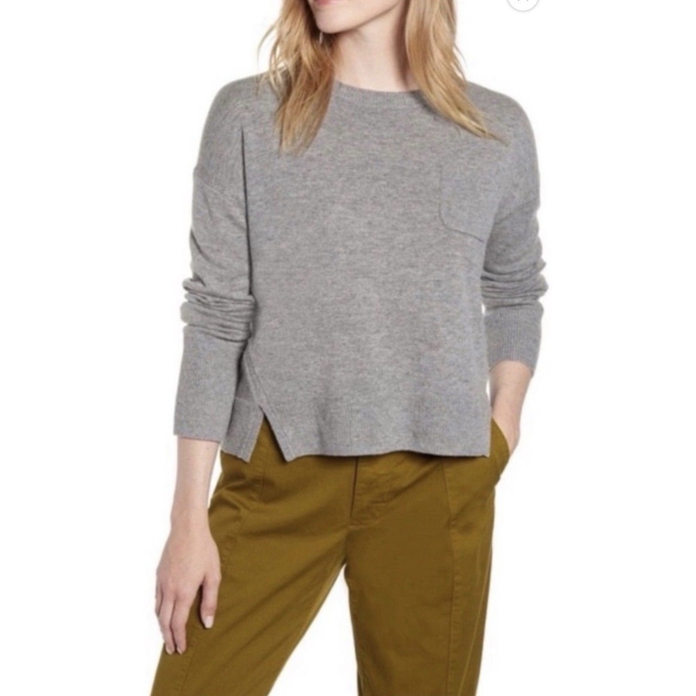 Alex Mill Women's XXL Gray Cropped Pullover Sweater Merino‎ Wool Cotton